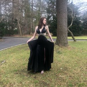 Black jovani satin prom or pageant dress